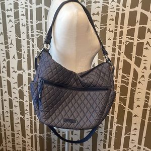 Vera Bradley quilted chambray fabric crossbody carryall rose print lining